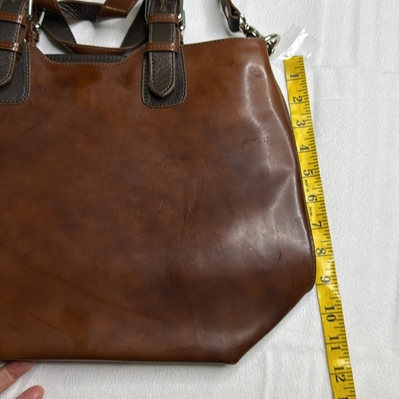 Nardelli made in Italy leather large crossbody brown bag - Picture 7 of 9